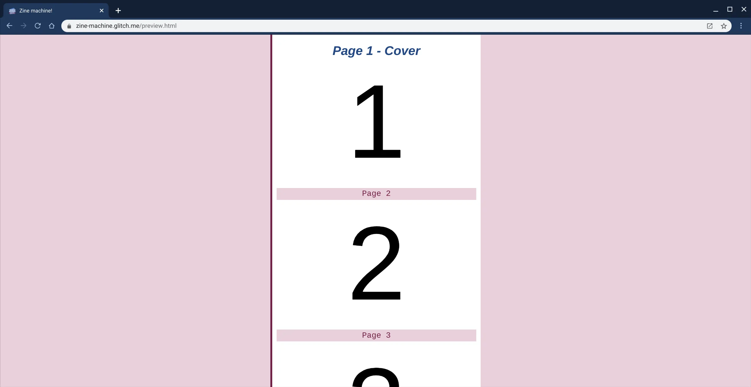 A simple linear screen layout of 8 pages