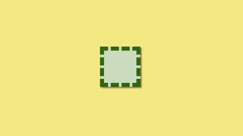 A light-green square with a dark-green dashed border on a light-yellow background