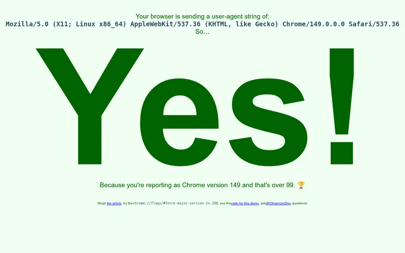 Preview for Is Chrome 100 yet?