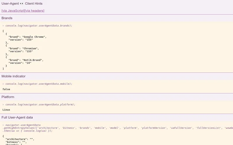 Preview for User-Agent 👀 Client Hints