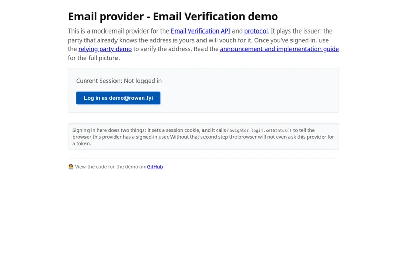 Preview for Email provider - Email Verification Protocol (EVP) demo