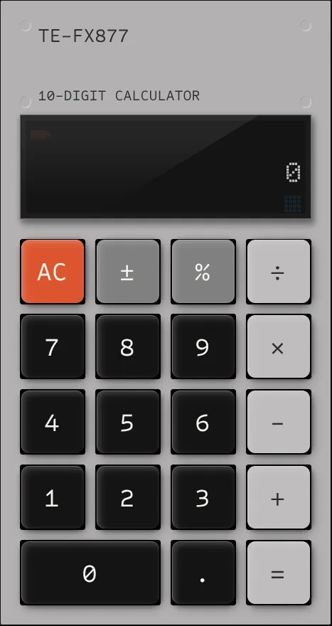 Realistic skeumorphic CSS calculator